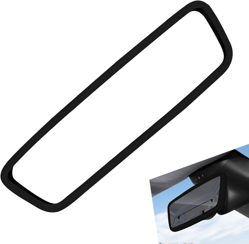 MLY Car Rear View Mirror Protector Frame, Silicone Auto Rearview Edge Protection Cover, Compatible with Model 3 and Y, Rear View Trim Frame Decor, Car Interior Accessories (Black) - Image 1
